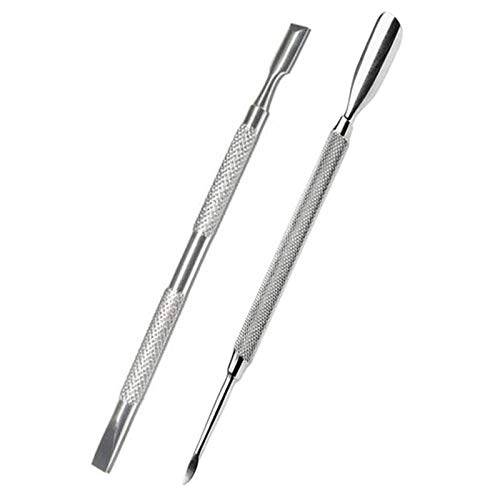 Cuticle Pusher Dual Sided - Sharp Edge Nail Gel Polish Remover Double Ended Cuticle Pusher Trimmer Surgical Medical Grade Stainless Steel Manicure Pedicure Fingernail Care Tools (2 Pack Set) By Zeepk