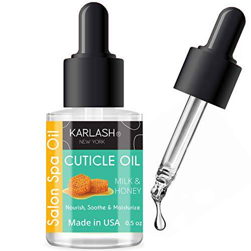 Karlash Salon Spa Premium Cuticle Oil - Heals Dry Cracked and Rigid Cuticles. Vitamin E Enriched Treatment. Nourish and Moisturize Nails. 0.5 oz (1 Piece) (Milk & Honey)