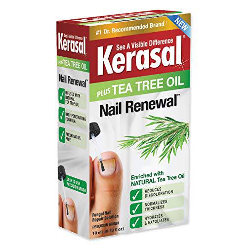 Kerasal Renewal Nail Repair Solution with Tea Tree Oil for Discolored and Damaged Nails, 0.33 Oz (Pack of 1)