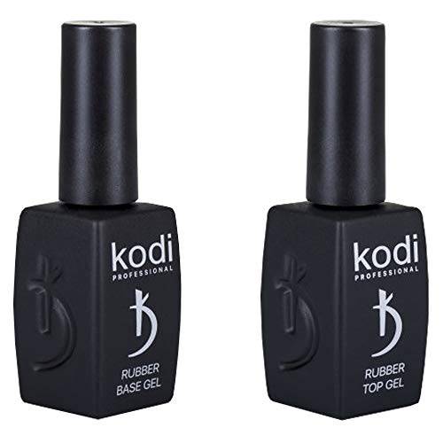 Kodi Professional BEST SET 2in1 Rubber BASE 12ml. + Rubber TOP 12ml. / 0.4 fl oz Gel LED/UV Nail Polish Coat Soak Off Original New Design