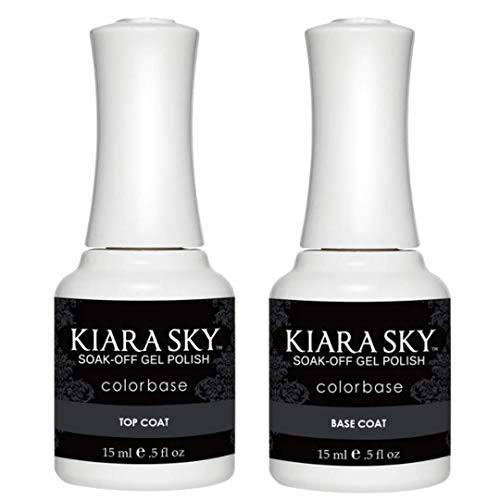 Kiara Sky Gel Polish Duo. Long-Lasting and Lightweight Nail Gel Polish Combo with Top and Base Coat.
