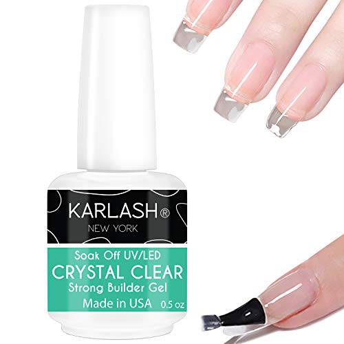 Karlash Brush On Builder Gel Soak Off Build It Gel Strong Gel Crystal Clear for Sculpting Nail Extension and Strengthening Natural Nails 0.5 oz (Crystal Clear)