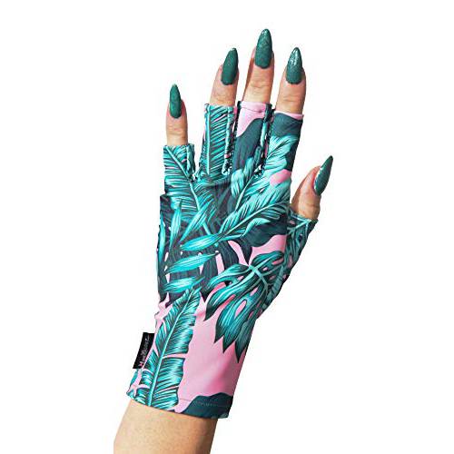 ManiGlovz - Anti UV Gloves for Gel Manicures Using Gel Lamp Dryers, Driving, Lounging and More, Fingerless Gloves That Shield Skin from The Sun and Nail Lamp, Outdoor Gloves, Keep Palm Print