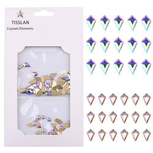 Tisslan 100pcs Glass Kite Flatback Crystals Design Nail Art Diamond Decoration Stones 2 Sizes Mix