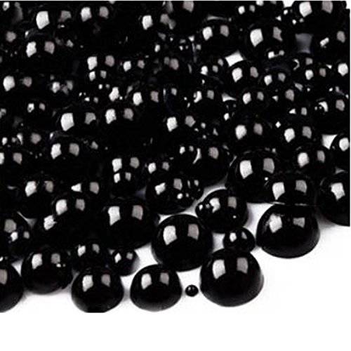 500pcs Jet Black Mixed Sizes Flat Back Faux Pearl Imitation Pearls Cabochon for Nail Art Cell Phone Case Ipad Case