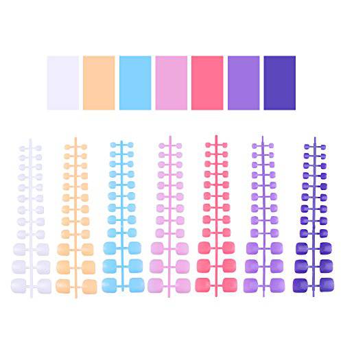 168pcs 7 sets 7 Colors Candy Styles Exclusive Nails Collections Colorful False Toe Nails Tips