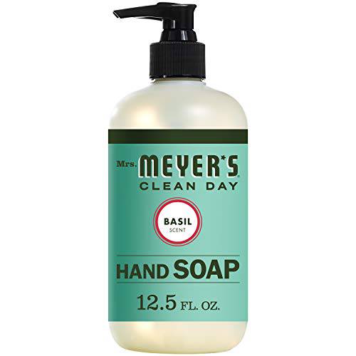 Mrs. Meyer’s Hand Soap, Made with Essential Oils, Biodegradable Formula, Basil, 12.5 fl. oz - Pack of 6