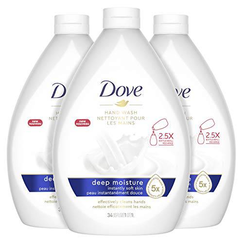 Dove Hand Wash For Clean & Softer Hands Deep Moisture Cleanser That Washes Away Dirt and Germs, 34 Fl Oz (Pack of 3)