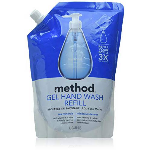 Gel Hand Wash Refill, 34oz, Sea Minerals Scent, Plastic Pouch