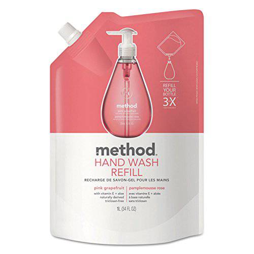 Method 00655 Gel Hand Wash Refill, Pink Grapefruit, 34 oz Pouch