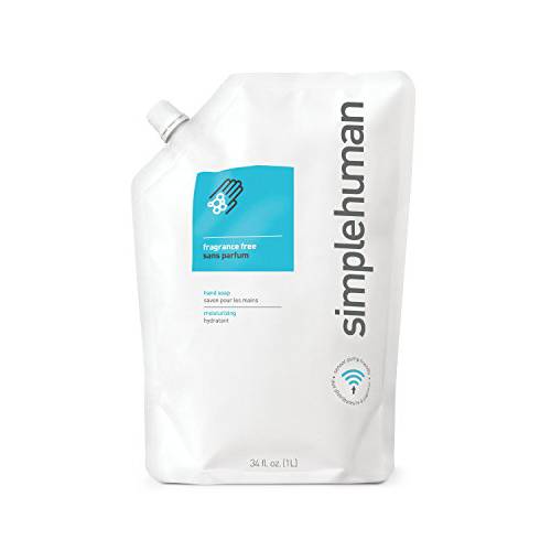 simplehuman Moisturizing Liquid Hand Soap Refill Pouch, 34 Fl. Oz (Pack of 1), Fragrance Free, Count