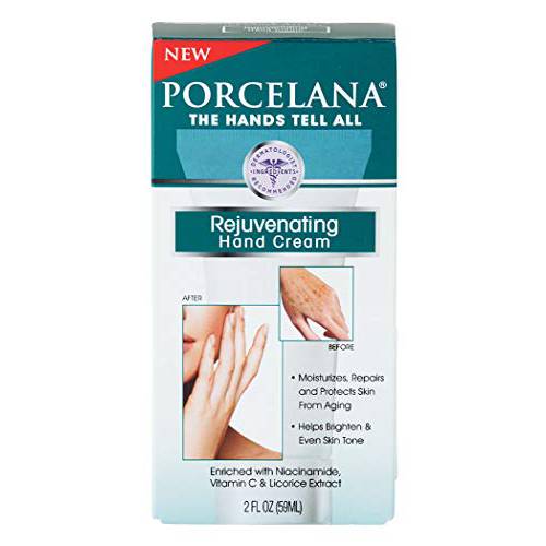Porcelana Rejuvenating Hand Cream - Moisturizing & Anti-Aging - Evens Skin Tone & Dermatologist Recommended (2 oz)