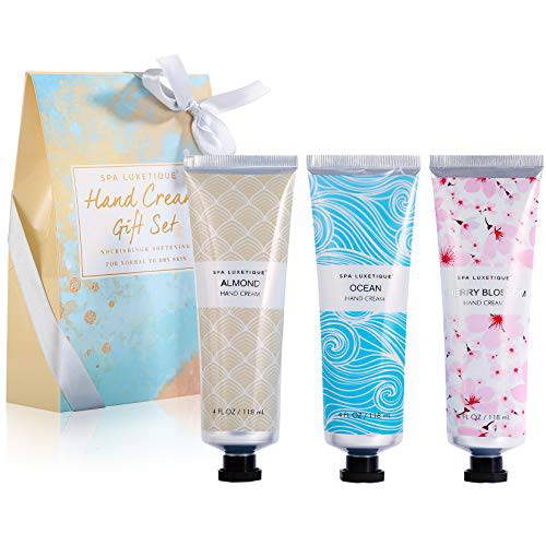 spa luxetique Hand Cream Gift Set, 12oz Hand Cream for Women, Cherry Blossom Almond and Ocean Scent Hand Lotion, 4oz x 3pcs