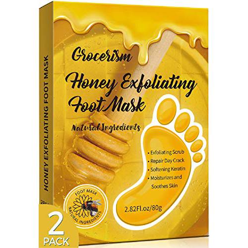 Foot Peel Mask With Honey, Tea Tree and Aloe Vera (4 Pairs ), Exfoliating Foot Mask For Men & Women, Effective For Cracked Heels Repairing, Removing Dead Skin and Callus & Dry Toe Skin