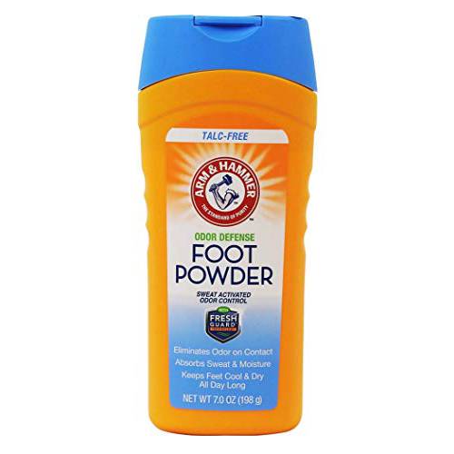 Arm + Hammer Foot Powder Odor Defense Eliminator and Moisture Absorber For Shoes and Work Boots 7 Ounce (Pack of 3)