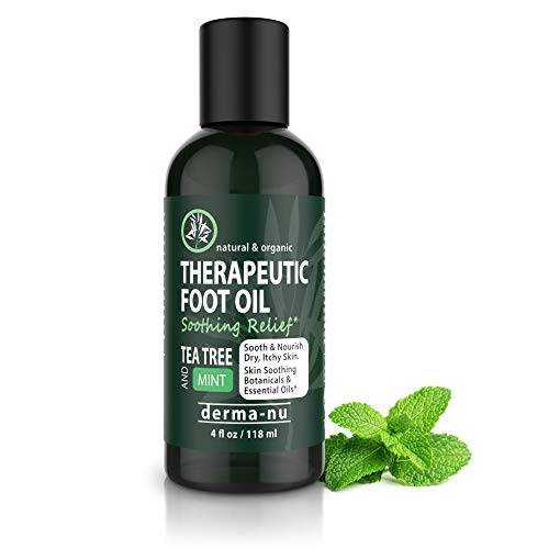 Foot and Body Oil with Tea Tree Oil - Hydrating Foot Care and Foot Spa for Cracked Heel Repair - Relieves Dry, Irritated Skin and Foot Odor - Relieves Jock Itch, Nail Fungus and Athletes Foot (4oz)