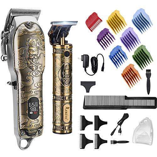RESUXI Professional Hair Clipper and Trimmer Set,Ornate Hair Clippers for Men + Cordless Close Cutting T-Blade Trimmer, Hair Cutting Kit Beard Trimmer Grooming Kit