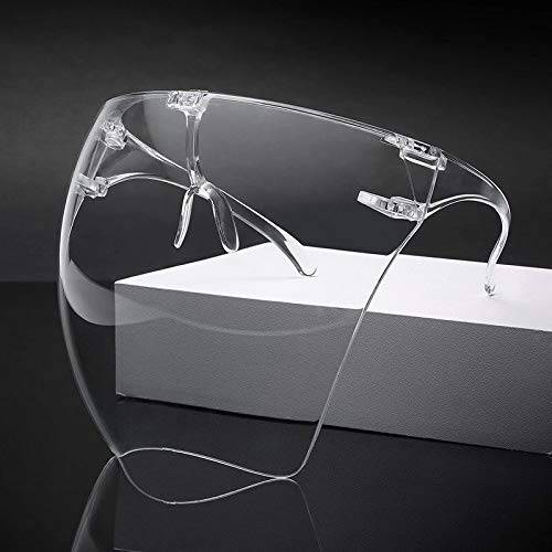 【2PACK】New Face Shields Transparent Goggle Sunglasses Full Cover | Anti Fog Clear Plastic Face for Adults | See Through Mouth and Nose Facial Clear Face |Clear Face_ |Cover Glasses | Crystal Clarity | Transparent | Breathable | Comfortable | Reusable | Visor |