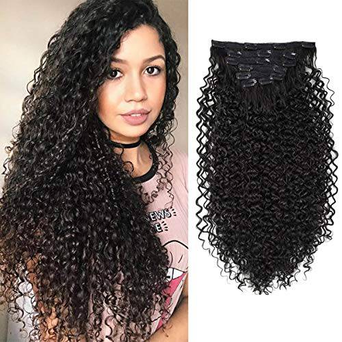 BHF 26 inch Kinky Curly Clip In Hair Extension, Double Weft Full Head Japanese Heat Resistance Fiber 140g Synthetic Hair Extensions For Women 7pieces (2)