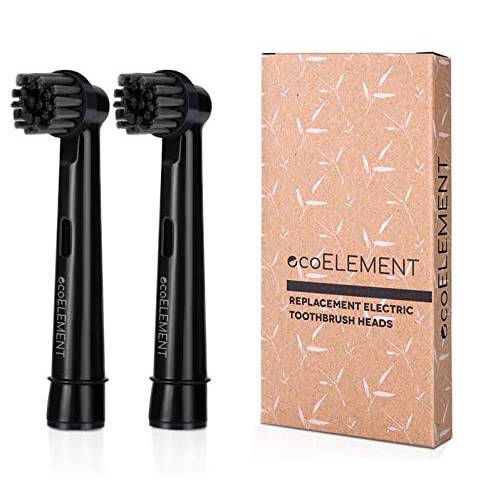 ecoELEMENT Compatible Oral B Black Replacement Heads - Pack of 4 Recyclable Charcoal Brush Heads for Oral Hygiene, Black