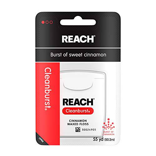 Reach Dentotape Waxed Dental Floss | Effective Plaque Removal, Extra Wide Cleaning Surface | Shred Resistance & Tension, Slides Smoothly & Easily , PFAS FREE | Cinnamon Flavored, 55 Yards, 1 Pack