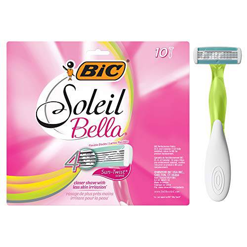 BIC Soleil Escape Citrus Scented Disposable Razors for Women, 4 Blades, 10 Piece Razor Set, formerly Soleil Bella Sun Twist Scented Disposable Razors