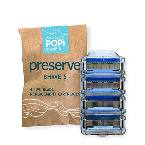 Preserve POPi Shave 5 Replacement Cartridges for Preserve POPi Shave 5 Razor, 4 Count