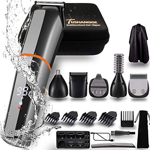 Beard Trimmer for Men Electric Razor Waterproof Professional Hair Clippers 6 in 1 Cordless Grooming Kit USB Rechargeable with Travel Case