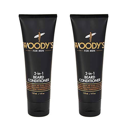 Woody’s 2-in-1 Beard Conditioner, Softens and Conditions Dry, Coarse and Flakey Facial Hair, with Vitamin E, Panthenol, and Matrixyl to Soothe Facial Scruff and Skin, 4 fl oz - 2 pack