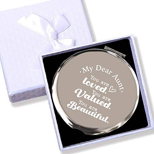 to My My Aunt You are Loved Valued BeautifulInspirational Gift for Women, Aunt Gifts from Niece Nephew, Best New Aunt Gifts-Makeup Mirror Silver