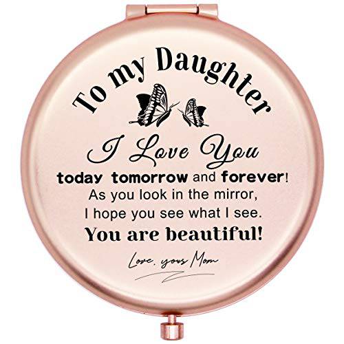 muminglong Frosted Compact Makeup Mirror for Daughter from Mom Birthday Wedding Graduate Gifts Ideas for Daughter-New hudie Daughter mom