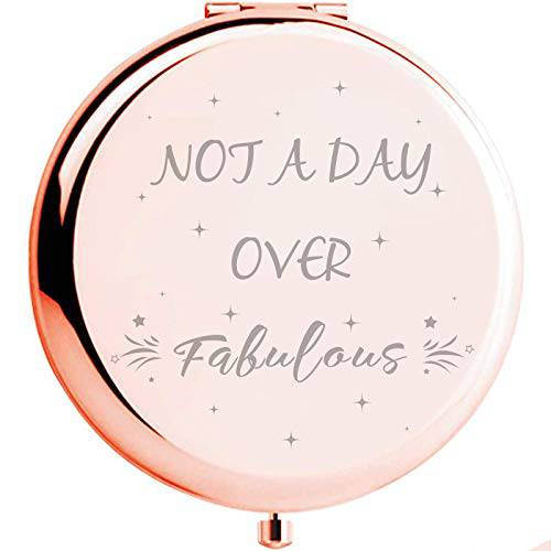 Funny Gifts for Women I ’Not a Day Over Fabulous’ Rose Gold Compact Mirror I Best Friend Birthday Gifts for Her I Funny Women Gifts Ideas for Birthday I Unique Gifts for Women, Friends, Mom, Sister