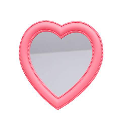 VOSAREA Heart Mirror, Makeup Mirror Wall Desktop Cosmetic Vanity Mirror Gift for Girl Women (Pink)