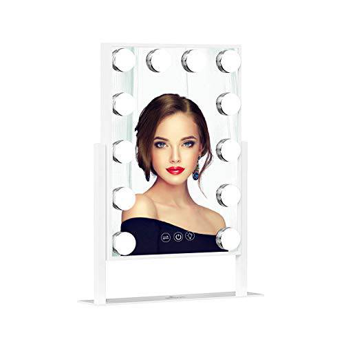 Impressions Vanity Hollywood Tri-Tone XL Makeup Mirror with 12 LED Bulbs, Dressing Mirror with 360 Degree Swivel (White)