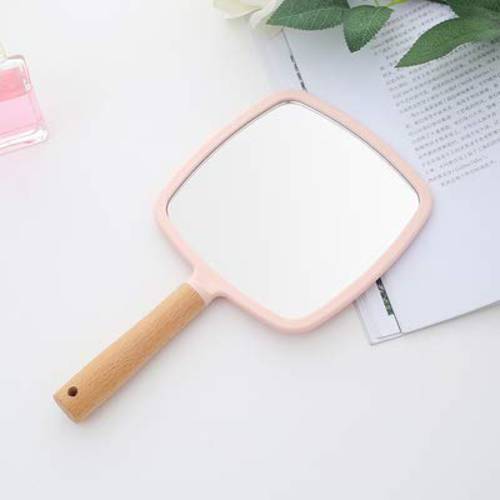 XPXKJ Handheld Mirror with Handle, for Vanity Makeup Home Salon Travel Use (Square, Pink)