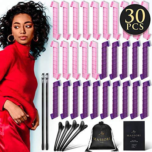 {New 2021} 30PCS Hair Spiral Curlers for Long Hair 22/55cm - No Heat Curlers For Long Hair - Spiral Hair Curlers No Heat Magic Hair Curlers Long Hair Curler - Heatless Hair Curlers Spiral Curls