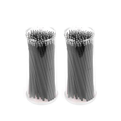 Dming 200PCS Micro Applicators Brushes Mini Cotton Swabs Remove Grafted Eyelash Glue Dedicated Brush Disposable Microswabs for Eyelash Extensions Make up and Lash Clean and Personal Care (Black)