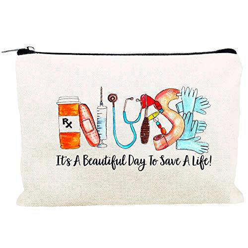 Kimoli Gifts for Nurses Nurse Gifts for Women Makeup Bag Canvas Cosmetic Bag Cute Pouch for Purse (Style-E)