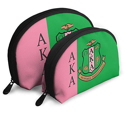 Syifasya Alpha Kappa Alpha 2 Pcs Cosmetic Bags Travel Makeup Bag Portable Clutch Pouch Set Women Handbag with Zipper Shell Toiletry Storage