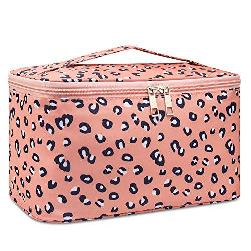 Narwey Travel Makeup Bag Large Cosmetic Bag Make up Case Organizer for Women and Girls (Medium (Pack of 1),Leopard)