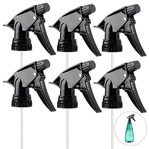 MADHOLLY 6pcs Spray Bottle Replacement Nozzle- Reusable Heavy Duty Mist Spray & Stream Sprayer Replacement Tops Fit Standard 28/400 Neck Bottles for Home Office Cleaning Household Supplies(Black)