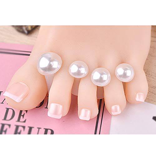 Toe Separator for Nail Polish Pedicure, Silicone Toe Spacers for Feet, 8pcs Spacers, Stretchers, Spreaders, Polish Guards(Pearl)