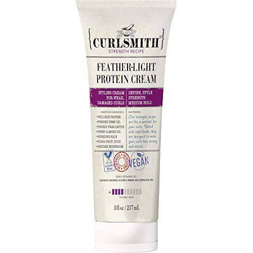 CURLSMITH - Feather-Light Protein Cream, Hair Styling Cream for Weak, Damaged Curls, Medium Hold (8 fl oz)