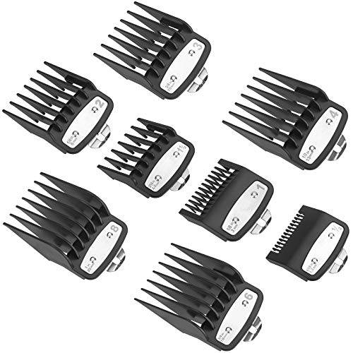 YINKE Clipper Guards Premium for Wahl Clippers Trimmers with Metal Clip - 10 Cutting Lengths from 1/16”to 1”(1.5-25mm) Fits All Full Size Wahl Clippers (pack of 10) (black)