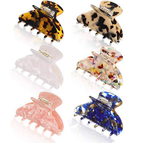 6 Pieces Medium Hair Claw Clips for Thin Hair 2.6 Inch Tortoise Shell Hair Clip Banana Clips Jaw Clips French Style Barrettes hair Clip Accessories for Women Girls (Stylish Patterns)