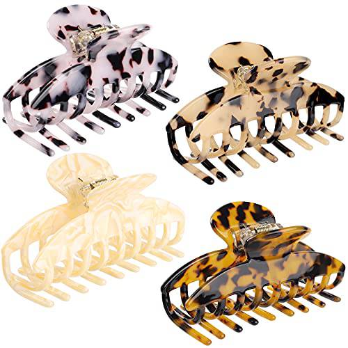 4 PCS 3.7 Inch Large Hair Claw Clips Strong Hold Hair Clips Non-slip Accessories for Thin Hair Thick Hair for Women Girls