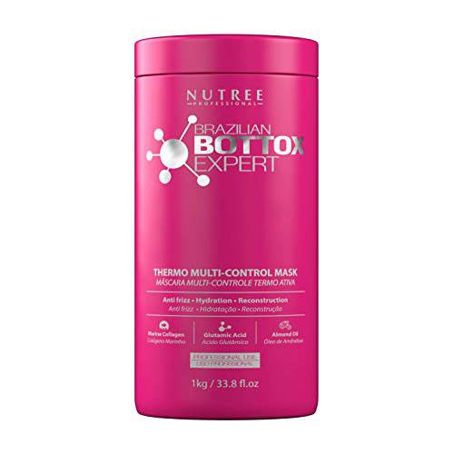 Hair Bottox Expert Thermal Mask - Contains Marine Collagen and Almond Oil - Formaldehyde-Free - Repairs the Hair Elasticity and Flexibility, Softens, Moisturizers, Adds Shine (Brazilian 33.8 oz)