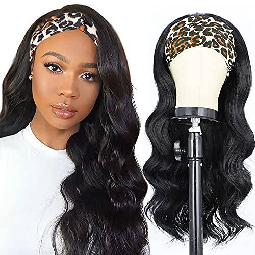 DeeThens Brown Bob Headband Wigs Straight Orange Bob Wig Synthetic Hair Machine Made Headband Wigs Easy Wear and Go Wigs for Daily Party Use (Ombre Black to Strawberry Blonde)