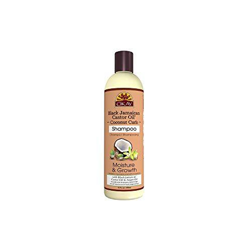 Okay Black Jamaican Castor Oil Coconut Curls Shampoo Helps Condition,Strengthen,and Regrow Hair Sulfate,Silicone,Paraben Free For All Hair Types and Textures Made in USA 12oz