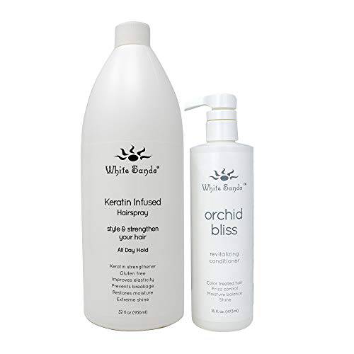 White Sands Keratin Infused Hairspray Bundle with Orchid Bliss Conditioner